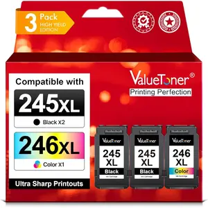 Replacement Toner for Canon 245XL 246XL 243XL 244XL Combo Pack, Compatible With Pixma TS202 TS302 TS3322 TR4520 TR4527 TS3320 MG2525 MG2522 MX490 MX492 Printers (3-Pack)