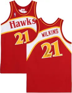 Dominique Wilkins Atlanta Hawks Autographed Red Mitchell and Ness 1986 Hardwood Classic Logo Authentic Jersey with "HOF 15" Inscription - Fanatics Authentic Certified