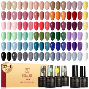 Rosalind New 36Pcs Gel Nail Polish Set 32 Vibrant Colors Blue Red Pink Purple with 4 Functional Varnishes Suitable for All Seasons and Occasions Requires UV LED Lamp
