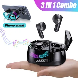 3 in 1 Magnetic Bluetooth Speaker with Wireless Earbuds, Bluetooth 5.3, 51H Long Playtime, Portable Mini Speaker, Phone Stand for iPhone, Android, TWS Pairing, Christmas Birthday Gifts for Men, Women