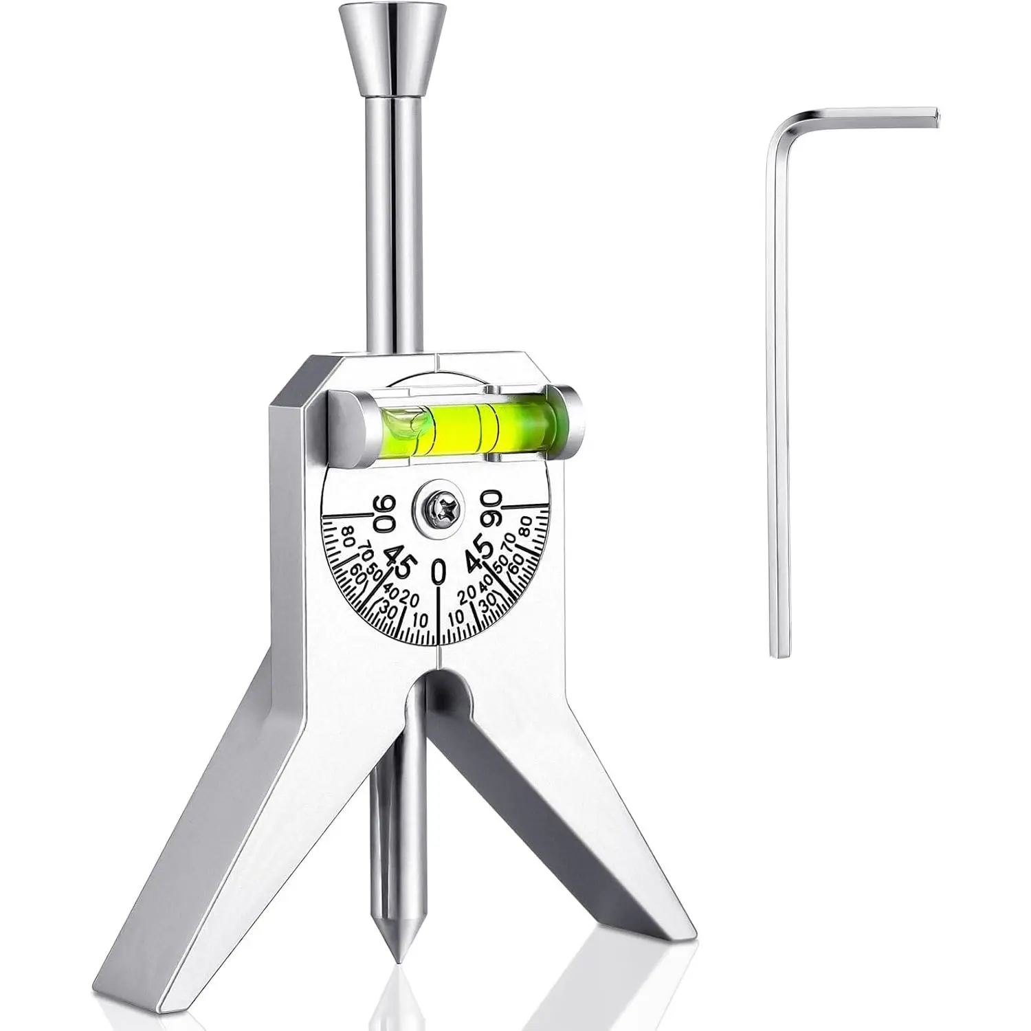 Pipefitter Tools Pipe Center Finder Safety Pipe Marker Centering Tool for Measure Pipes 0.5" and Up, 4" Y Type Head, Fitted with Adjustable Dial Bubble Protractor (Silver)