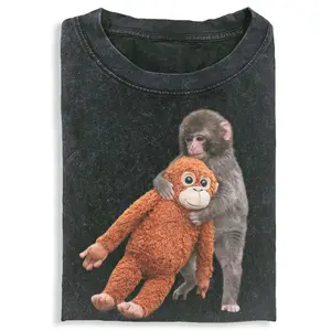 PUNCH MONKEY Tshirt, Unisex Vintage Crew Neck Regular Fit Cotton Fabric Casual Comfort Breathable Short Sleeve Funny T-shirts Fashion Men&Women's Top for Streetwear 022810