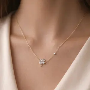 Aurora Luxirl Blossom Necklace for Women – Gold Plated Stainless Steel Flower Pendant | Elegant Minimal Floral Jewelry | 18 Inch