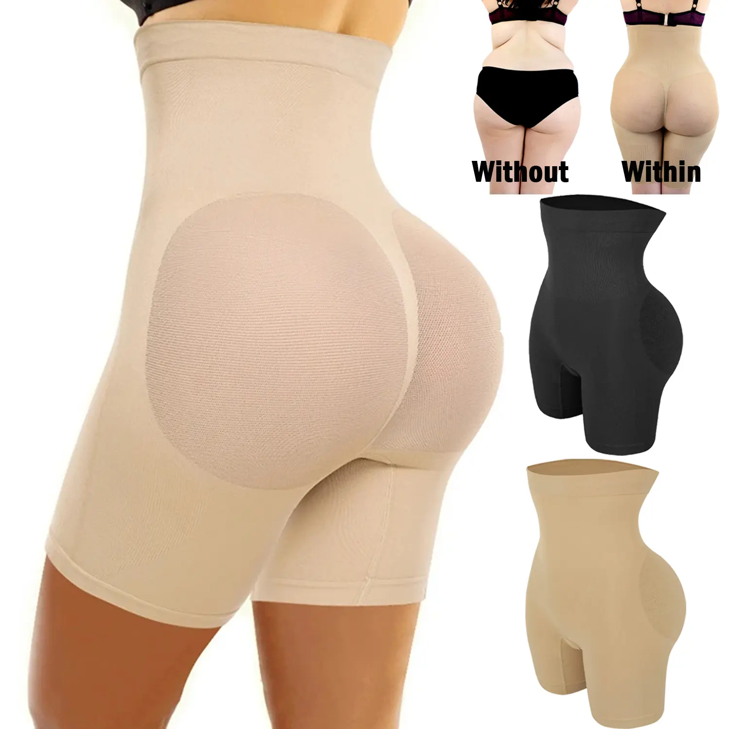 Women's Basic High-Waist Nylon Shapewear Shorts - Lady's Tummy Control, Body Contouring Butt Lifter for Wedding, Party, Work, Casual Daily Wear