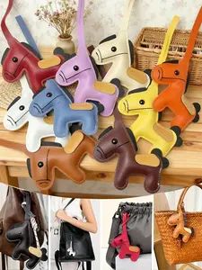 2026 Year of the Horse Mascot Keychain Faux PU Leather Small Horse Pendant,Horse Keyring Charms,Horse-Shaped Keychains  Accessory,Zodiac Horse Lanyard Key Fob,Animal Theme Horse Ornament Car Backpack Bag Pendant Decoration Hanging Rope Valentine's Day