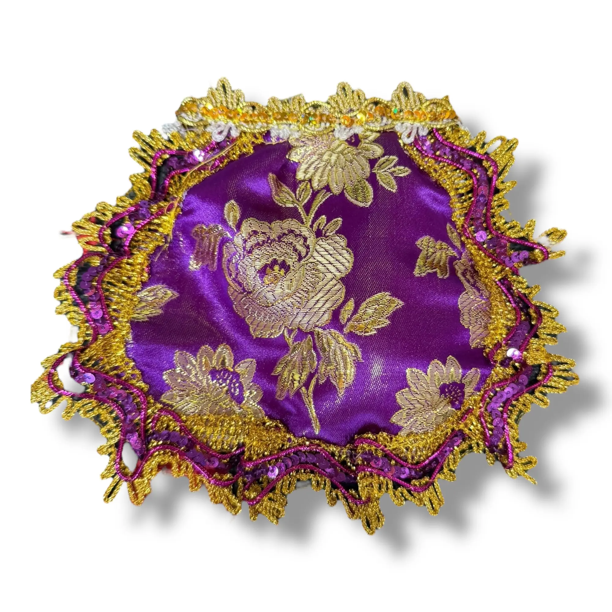 Lazaro 6-in Handmade Religious Capa de San Lazaro Babalu Aye, Purple & Gold Orisha Robe for Santeria Dolls, Altars, Handmade Craft Decor