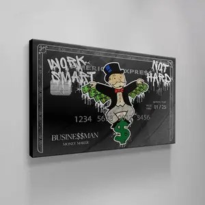 Monopoly Money Art Print – Work Smart Graffiti Poster, Boss Mindset Wall Art, Paper Print No Frame, Hustle Decor