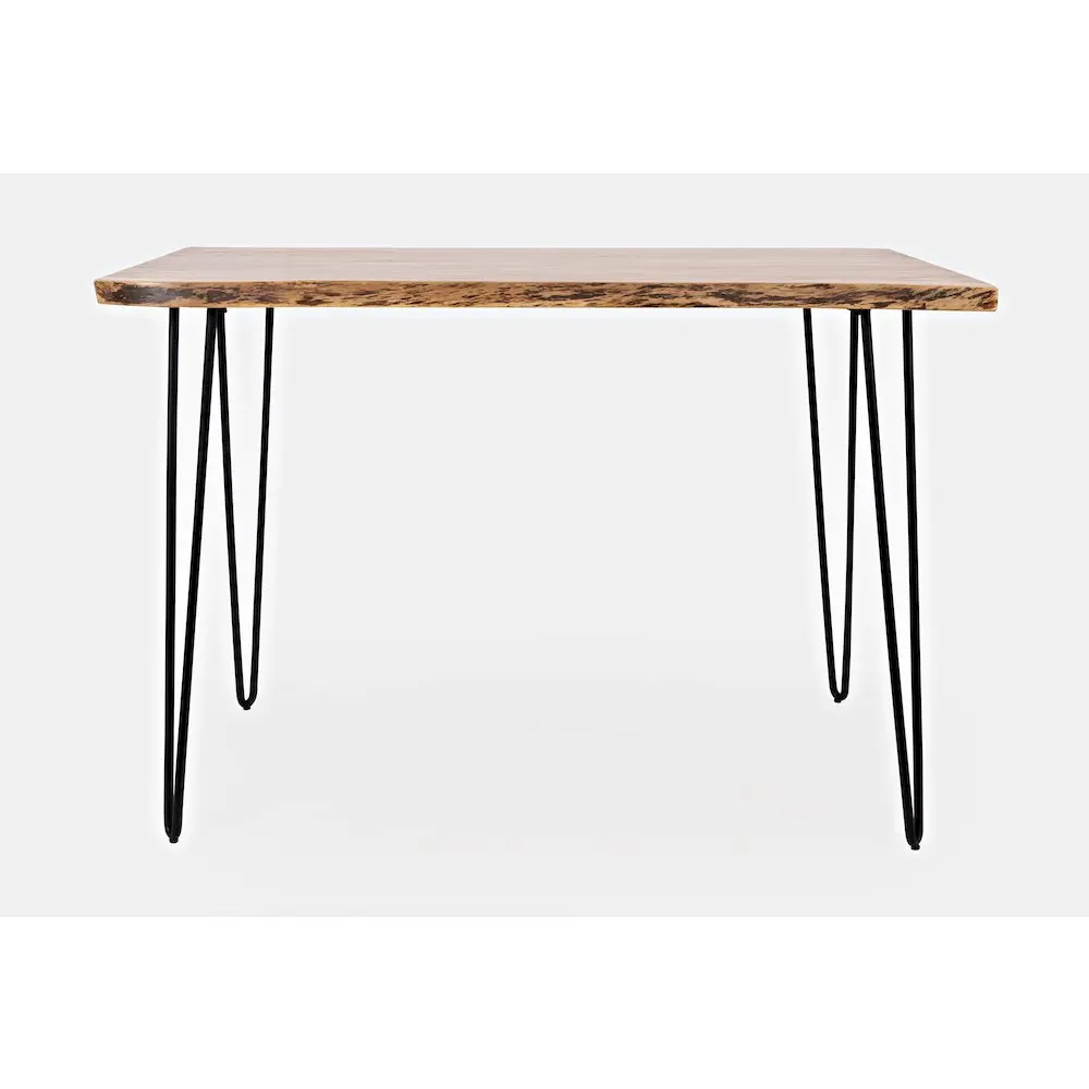 Nature's Edge 52'' L x 28'' D Indoor Modern Solid Wood Live Edge Counter Height Dining Table with Hairpin Legs, Natural Beauty & Slate Accent Home Decor Piece