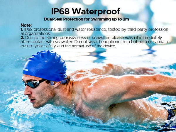 BoneBeat Swim Lite IP68 waterproof bone conduction headphones, Bluetooth + MP3 dual modes, open-ear design, up to 10 hours of playtime, Ideal for long swims, fitness, and outdoor adventures