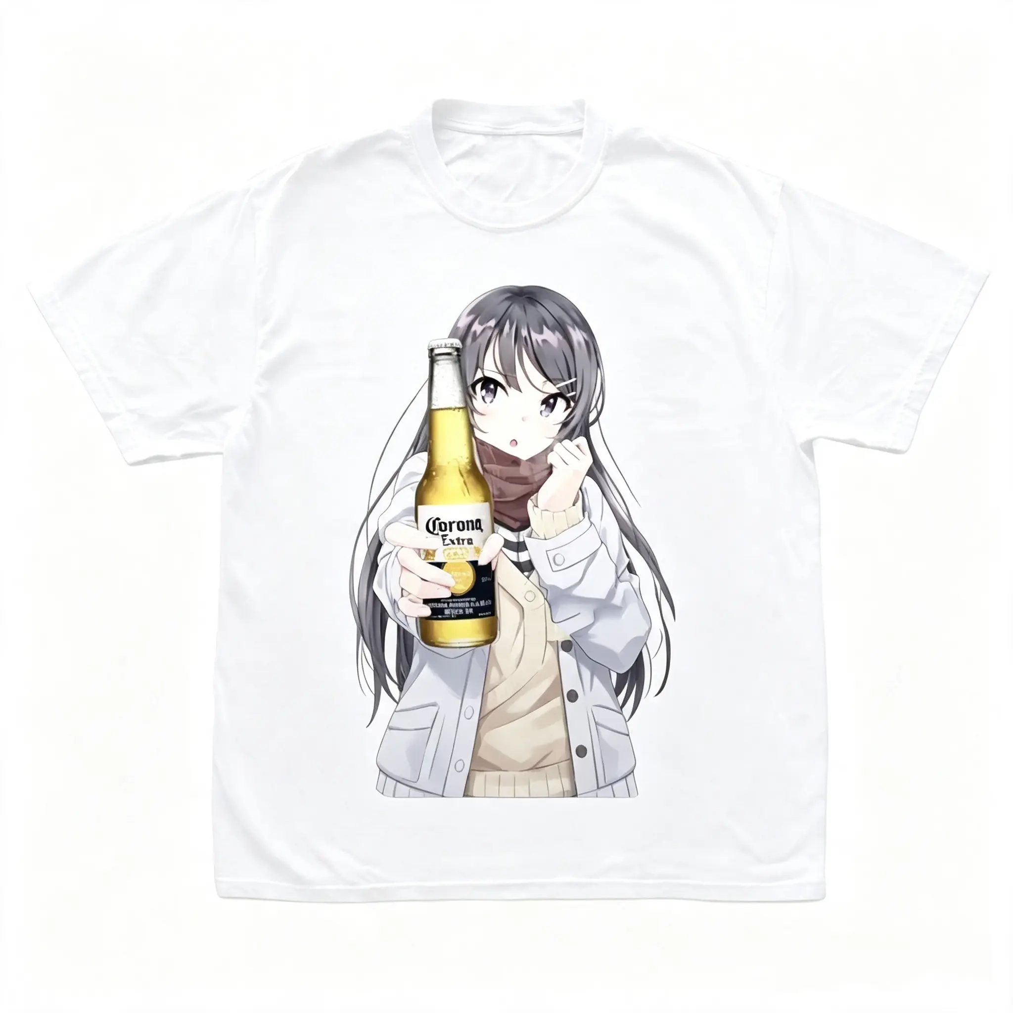 Rabbit Beer T-Shirt, Mai Sakurajima Anime Graphic Tees, Unisex Tshirt, Gifts Shirt, Menswear Womenswear Streetwear, Aesthetic, Heavyweight Cotton Comfort Top Regular Fit Y2k Outfit Outdoor Affliction Clothes