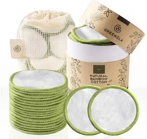 Reusable Makeup Remover Pads (20 Pack) Washable Laundry Bag & Round Box for Storage, Reusable Bamboo Cotton Rounds for All Skin Types