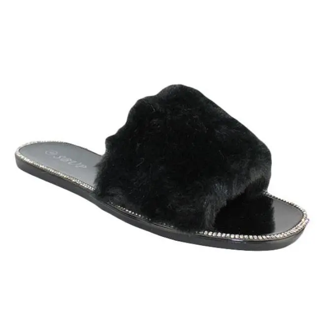 Fur & Rhinestone Jelly Sandals Fur & Rhinestone Jelly Sandals