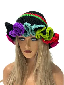 Women's Colorblock Ribbed Knit Bucket Hat, 2024 New Style Casual Street Warm Fisherman Hat for Fall & Winter, Fashion Accessories for Women & Girls, Handcrafted Cap, Knit Hats