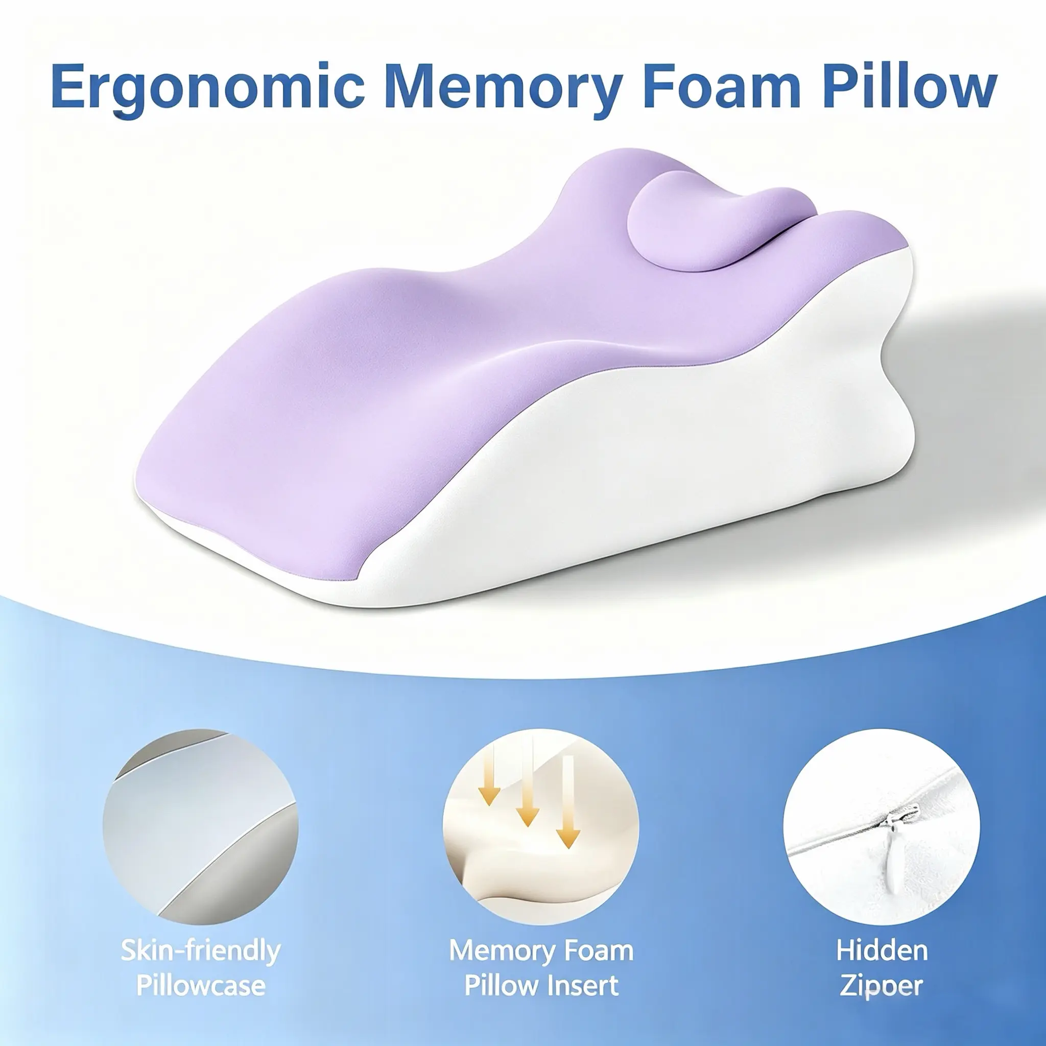 Ergonomic Memory Foam Neck Support Pillow for Reading, Office Nap and Relaxation