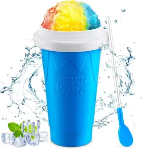 Slushy Maker Cup - TIK TOK Quick Frozen Magic Cup, Double Layers Slushie Cup, DIY Homemade Squeeze Icy Cup, Fasting Cooling Make And Serve Slushy Cup