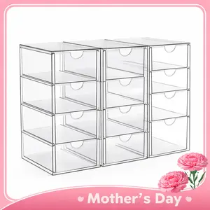 Mother's Day Gifts, 13 Drawers Clear Stackable Acrylic Storage Box, Versatile Organizer for Bathroom, Vanity, Kitchen Cabinets, Pantry & Home Organization Storage Containers