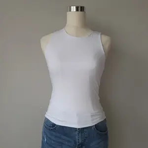 Soft and Stretchy Round Neck Double layered Tank Top White