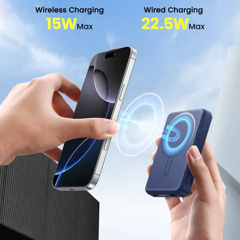 CrazyWhale Portable Power Bank Charger - 12000mAh Wireless Battery Pack, 20W PD Fast Charging, Magnetic MagSafe for iPhone 17 Pro Max/16/15/14/13, LED Display, Baby-Skin-Like Coating, Camera-Friendly, 7/24 Technical Support