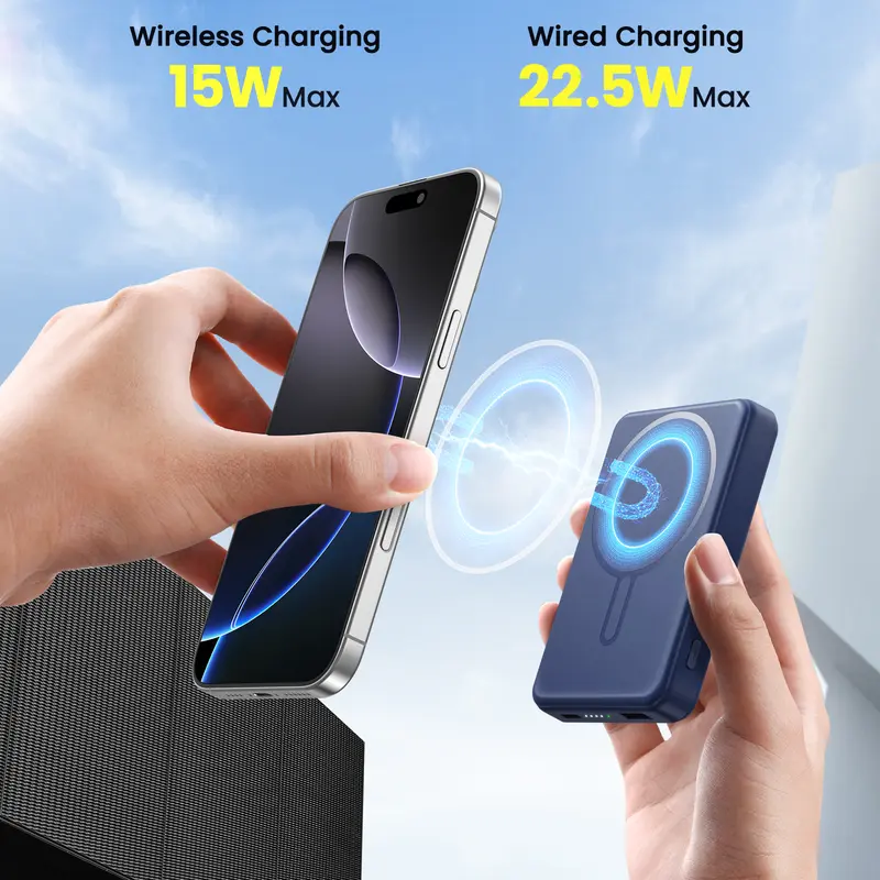 CrazyWhale Portable Power Bank Charger - 12000mAh Wireless Battery Pack, 20W PD Fast Charging, Magnetic MagSafe for iPhone 17 Pro Max/16/15/14/13, LED Display, Baby-Skin-Like Coating, Camera-Friendly, 7/24 Technical Support