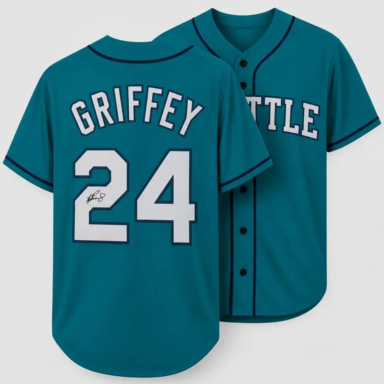 All Over Print Shirt #24 Griffey Auto Baseball Jersey Printed Signature Premium Lightweight Breathable Athleisure Wear Retro Nostalgia Sportswear