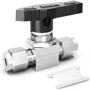 1 count 316 Stainless Steel Compression Valve, 1/4" Tube OD x 1/4" Tube OD Straight Adapter