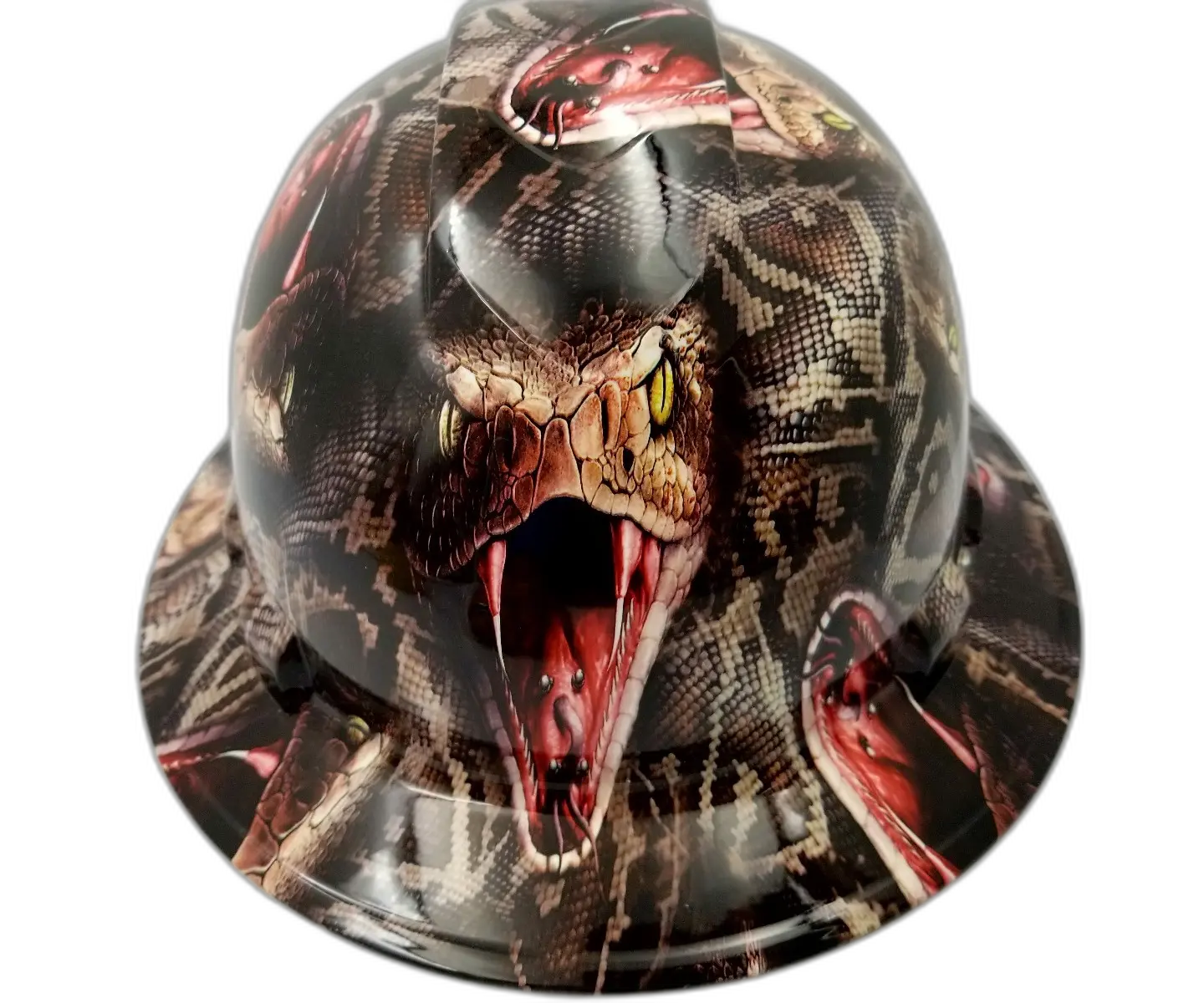 Striking Pit Viper Snake - Custom Hydro Dipped Full Brim Hard Hat