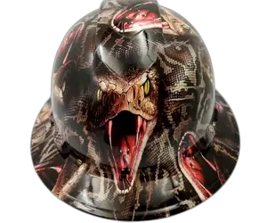 Striking Pit Viper Snake - Custom Hydro Dipped Full Brim Hard Hat