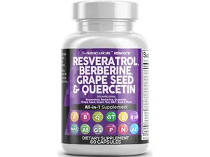 Clean Nutraceuticals Resveratrol, Berberine, Grape Seed, Quercetin, Green Tea Extract & More for Women & Men's Polyphenol Supplement Capsules – Renouth
