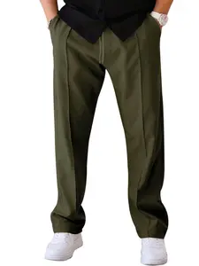 Men's Solid Color Straight Leg Pants, Loose Casual Comfy Business Pants for Spring & Fall, Men's Trousers for Daily Wear, Suit