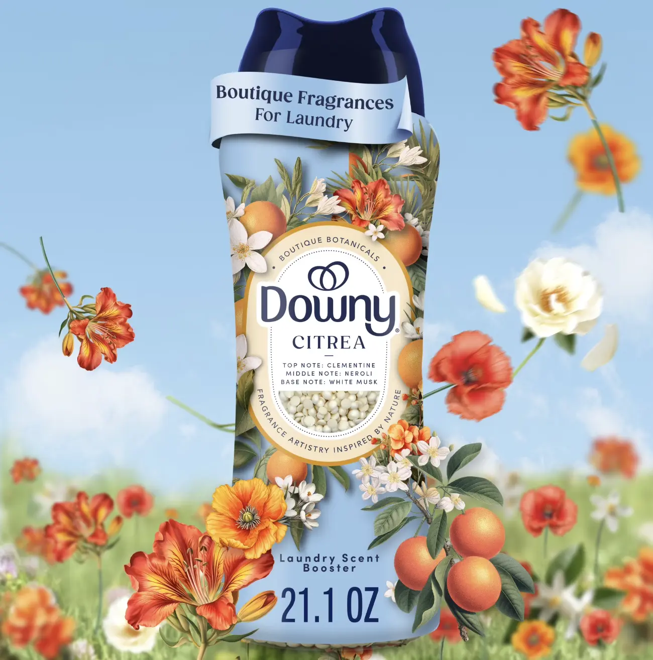 Downy Laundry Scent Beads Boutique Botanicals In-Wash Scent Booster, Citrea Scent, 21.1 oz