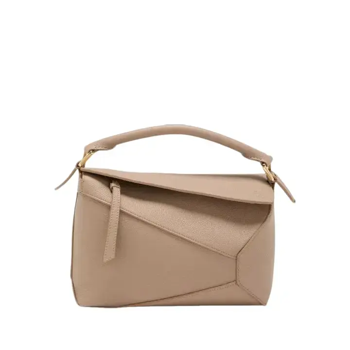 Pre-owned Loewe Small Puzzle bag in supple grained calfskin Light Grey
