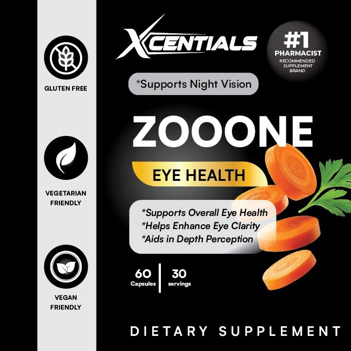 Xcentials Zooone Eye Health Supplement - Essential Vitamins & Minerals for Healthy Vision - Reduce Age-Related Eye Diseases - 60 Capsules - Healthcare, Fitness, Dietary