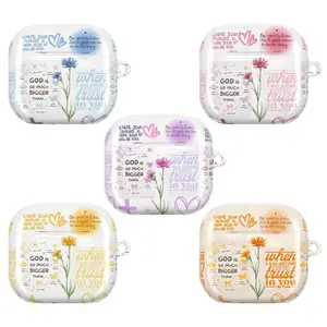 Floral Christian AirPods Case for AirPods 1 2 3 4, AirPods Pro 1 2 3, Psalms 46:5 and Job 22:28 Bible Verse Earbuds Cover, Faith Aesthetic Protective Case