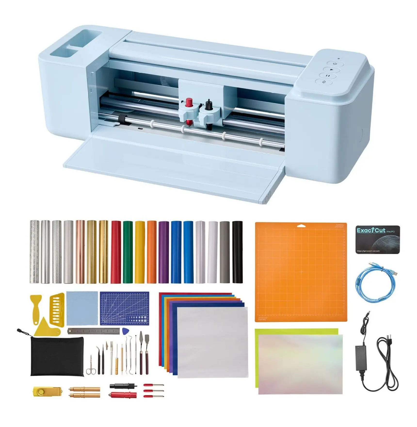 Vinyl Cutting Machine 12 inch, Button Controlled Vinyl Cutter with Tools & Designs, Bluetooth/USB, Compatible with Mac/Windows/iOS/Android for DIY Crafts Default