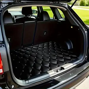 1PC Black Diamond Pattern Trunk Mat - Durable polyester floor liner, safe and practical, suitable for daily travel, lifting and secure cargo storage, car trunk mat, vehicle interior accessory, Christmas gift