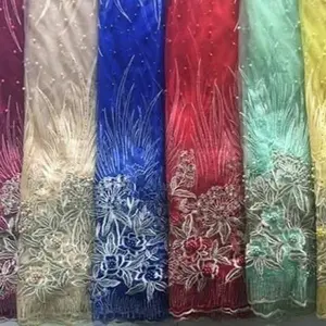 African Net Lace Fabrics - 5 Yards Each Fabric in Assorted Colors with Unique Designs