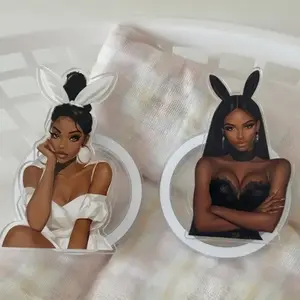 Black Bunny Girl Kindle Grip, Melanin Bunny Aesthetic Pop Grip Stand,  Gift For Easter Day, Gift For Her