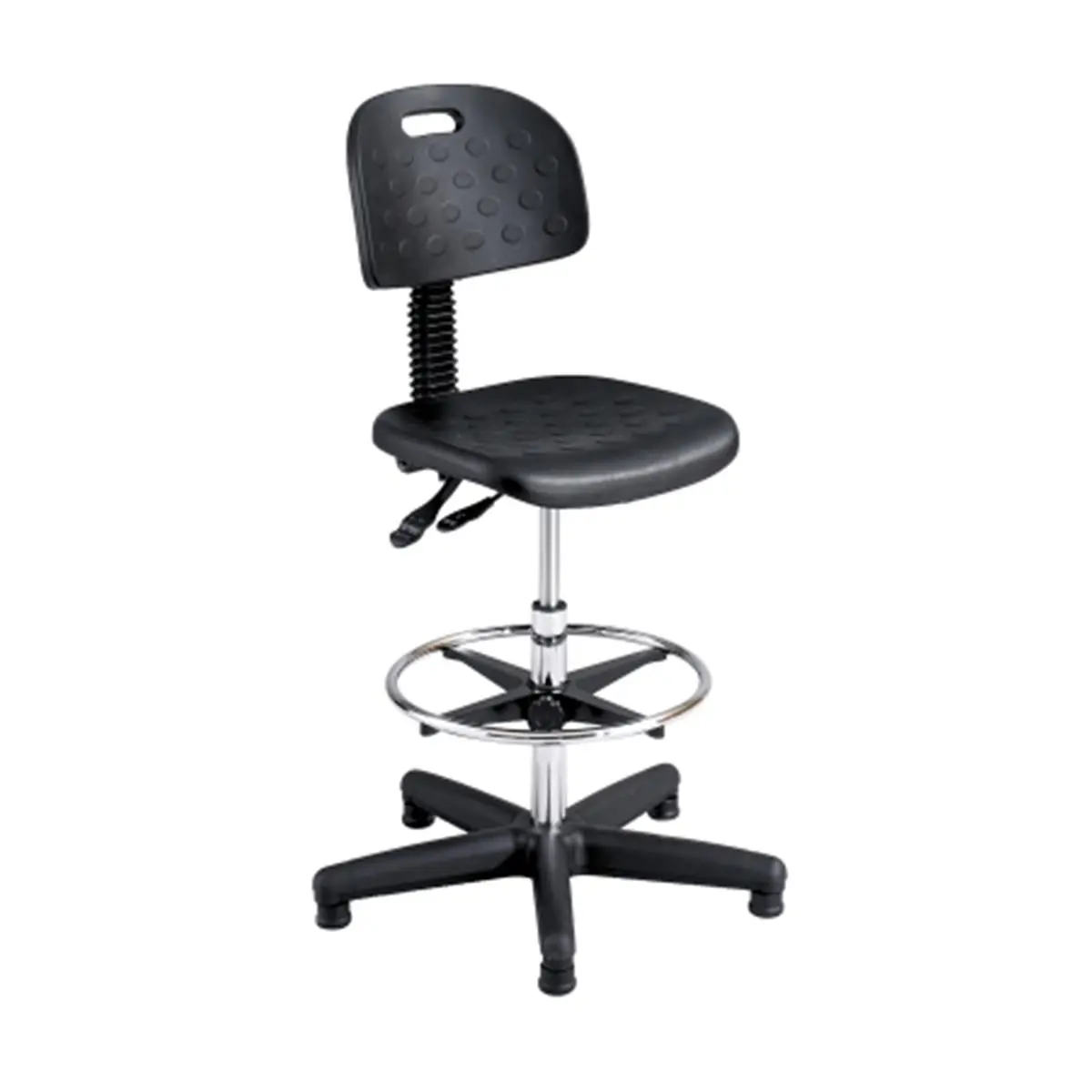 Safco 6912 Black Rubberized Deluxe Workbench Chair, Ergonomic Design Multi-Articulated Premium PU Commercial Office Furniture Desk Chair, Multi-Articulated Desk Chairs