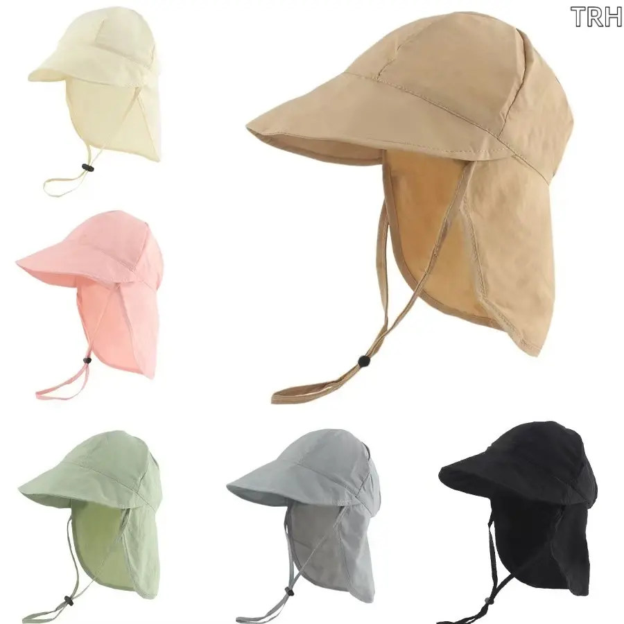 Kids Neck Flap Sun Hat,  Quick Dry Bucket Hat, Adjustable Summer Beach Hat, Breathable Sun Protection Cap for Toddlers & Children