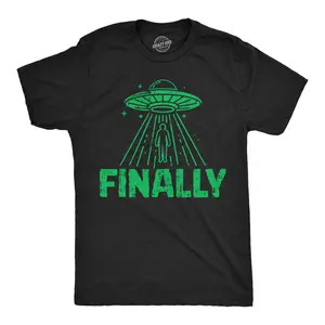 Mens Funny T Shirts Finally Sarcastic Alien UFO Graphic Novelty Tee for Men Mens Funny T Shirts Cool Vintage Fashion T-Shirt Gift Classic Menswear Funny Sarcastic Short Sleeve Novelty Tees for Guys Black -