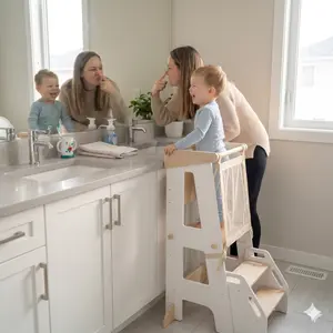Montessori Toddler Step Stool 2-in-1 Wooden Toddler Learning Tower | Detachable Kitchen Step Stool
