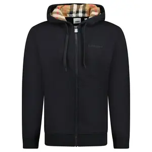 Burberry Hove Check Embroidery Logo Zip Hoodie Black (men) by StockX