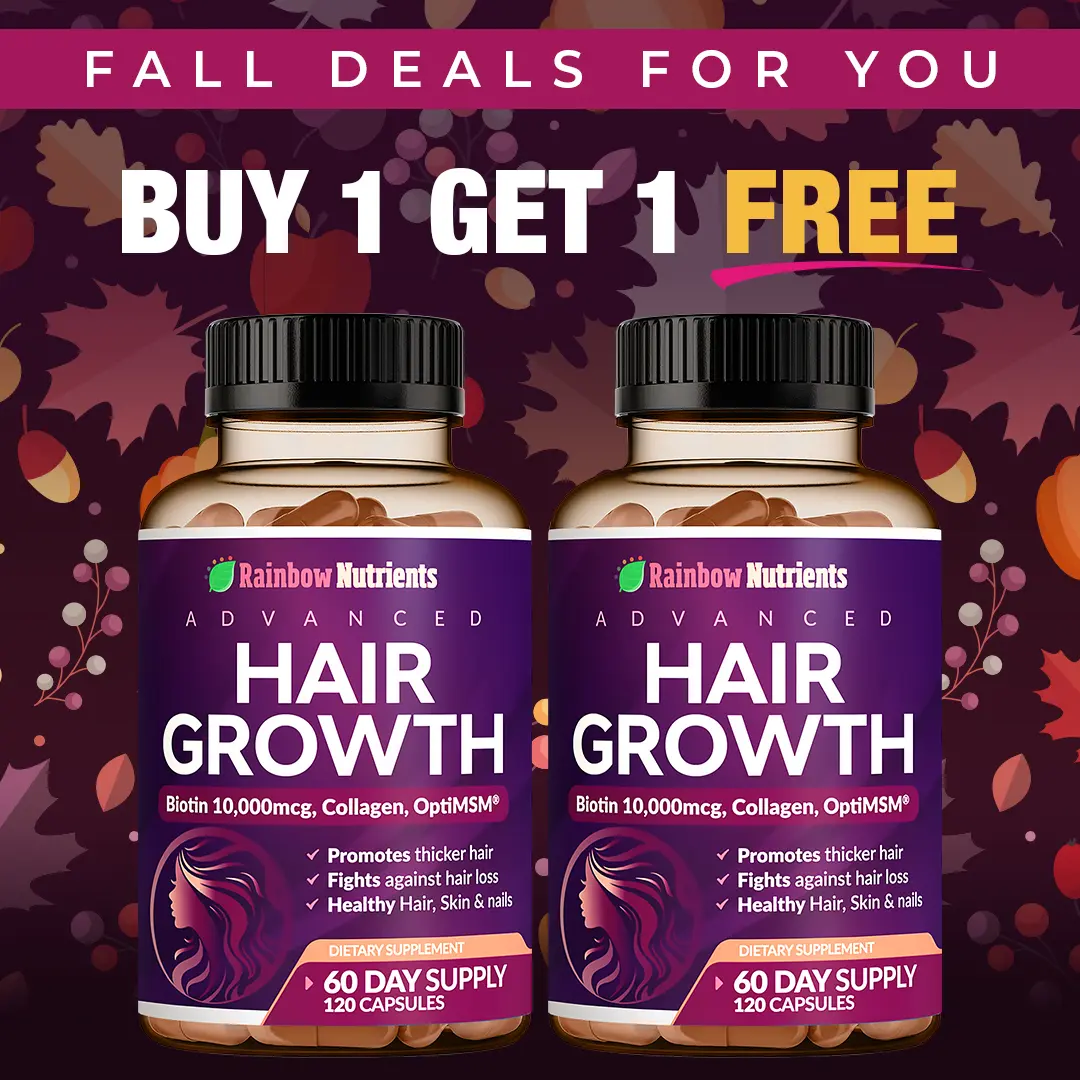 (2-Pack) Rainbow Nutrients Advanced Hair Growth Supplement | Biotin 10,000mcg, Collagen & Saw Palmetto | Hair Vitamins for Hair Loss Supports Thicker Fuller Hair | Hair Skin & Nails | 120-Day Supply Strengthens Hair