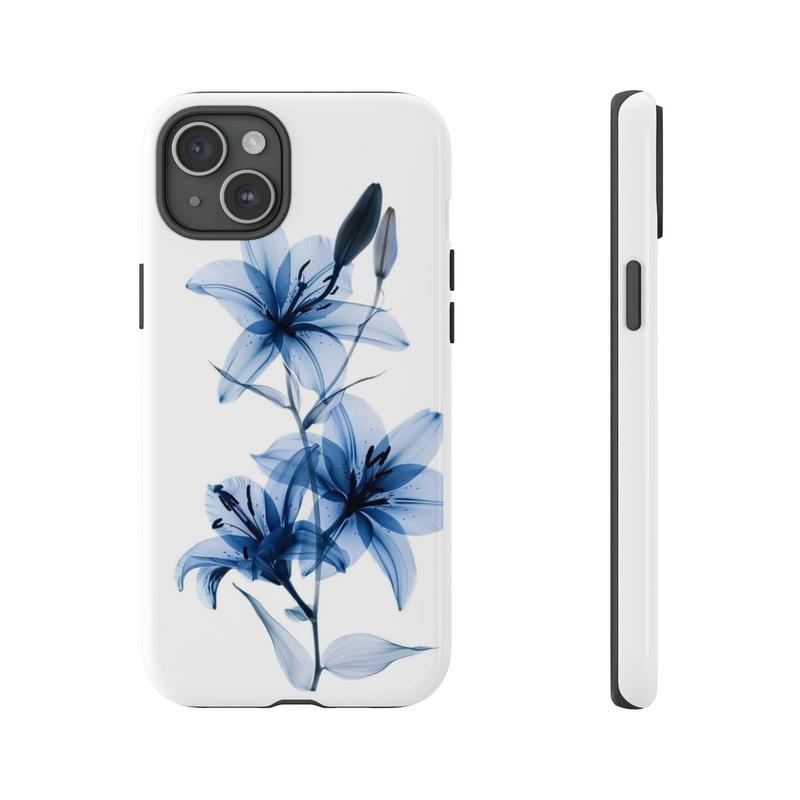 Transparent Blue Tiger Lily Phone Case, Navy Tiger Lily, Trendy, Iphone, Phone Case for iPhone 17 16 15 14 13 12 11