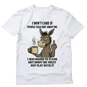 Unisex Sarcastic Donkey Cartoon Graphic Tee with Dark Humor Quote Casual T Shirt