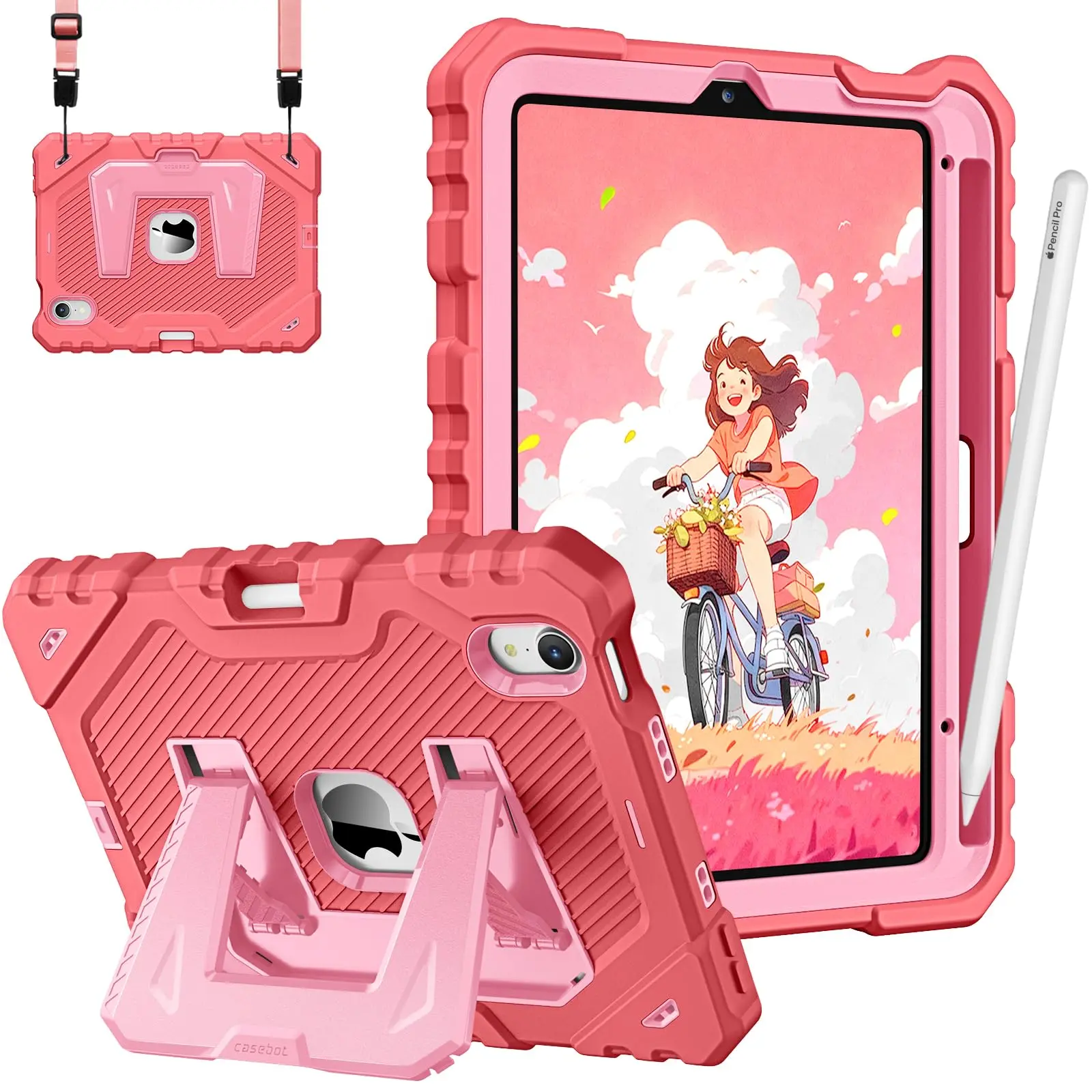 Fintie Kid-Friendly Case for iPad Mini A17 Pro (7th Gen) & iPad Mini 6th Gen 8.3", 3-Layer Protective Case with Built-in Kickstand, iPad Mini Cover