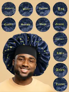 1pc Zodiac Starry Sky Sleep Cap, Soft Comfortable Material, Unisex Sleeping Hat, Holiday Gift, Beauty Hair Care