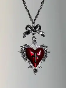 Gothic Style Heart Shaped Pendant Necklace, Vintage Punk Style Jewelry for Party, Daily Clothing Decor, Trendy All-match & Exquisite Jewelry for Birthday Gift