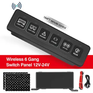 6 Button ON OFF Wireless Switch Panel White Backlits Momentary Flash Strobe Pulsed Multifunction Remote Control Switch Box LED Light Bar Work Light Pods Control System Toggle Switch for DC 9-32V Off Road Truck Car Jeep SUV UTV ATV #LatestSwitchPanel