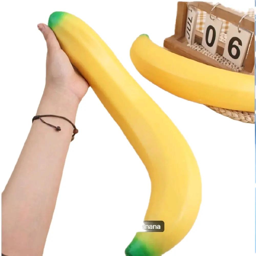 Jumbo Size Squishy Banana - Giant Flour-Filled Collectible Figurine, Squeeze and Stretch Toy for Stress Relief, Enhance Focus and Decompression